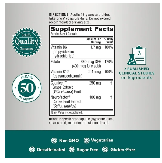 Neuriva Memory 3D Brain health Supplement - 30 Capsules - 2 Pack (60 Day Supply)