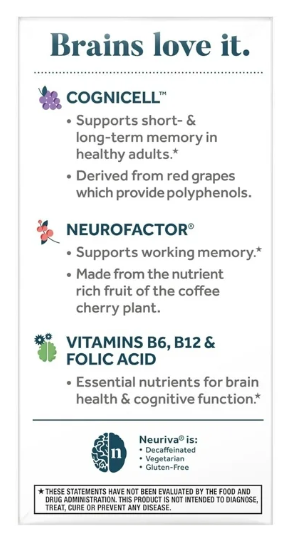 Neuriva Memory 3D Brain health Supplement - 30 Capsules - 2 Pack (60 Day Supply)